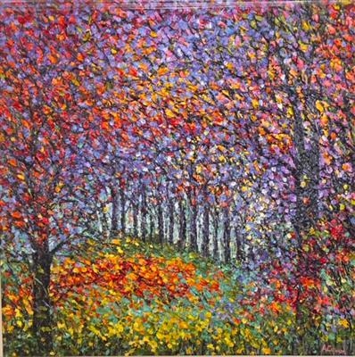 Rainbow Forest by Alison Cowan, Painting, Acrylic on canvas