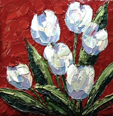 Rainbow Tulips 1 by Alison Cowan, Painting, Acrylic on canvas