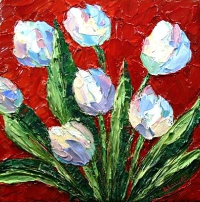 RainbowTulips 2 by Alison Cowan, Painting, Acrylic on canvas