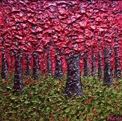 Raspberry Canopy by Alison Cowan, Painting, Acrylic on canvas