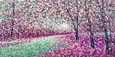 Raspberry Grove by Alison Cowan, Painting, Acrylic and charcoal on canvas