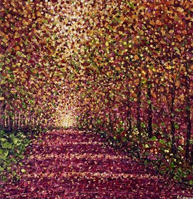 Raspberry Ripple Pathway by Alison Cowan, Painting, Acrylic on canvas