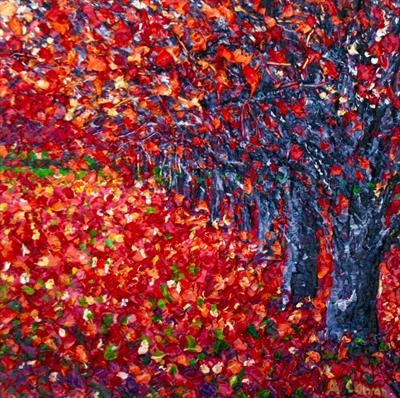 Red Fall by Alison Cowan, Painting, Acrylic on canvas