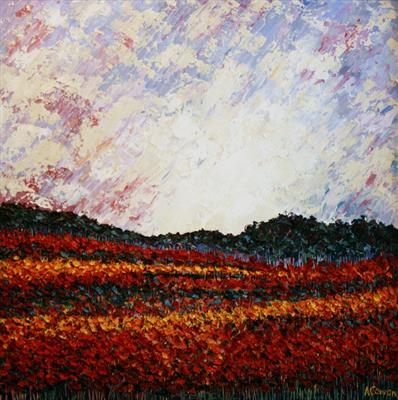 Red Fields by Alison Cowan, Painting, Acrylic on canvas