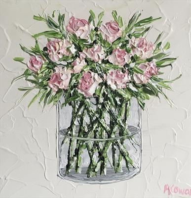 Rosebuds 2. by Alison Cowan, Painting, Acrylic on canvas