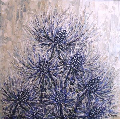 Sea Holly Thicket by Alison Cowan, Painting, Acrylic on canvas