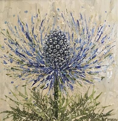 Sea Holly Whoosh by Alison Cowan, Painting, Acrylic on canvas