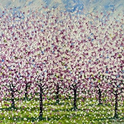 Seven Blossom Trees by Alison Cowan, Painting, Acrylic on canvas