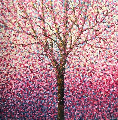 Single Blossom Haze by Alison Cowan, Painting, Acrylic on canvas