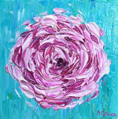 Single Peony Rose by Alison Cowan, Painting, Acrylic on canvas