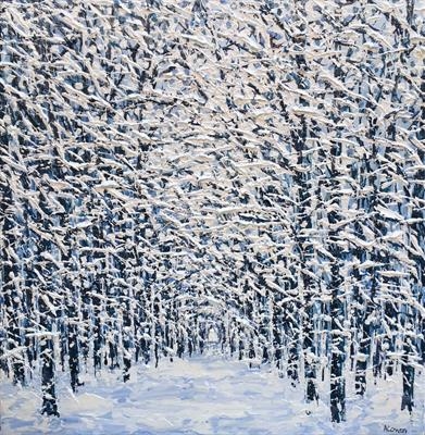 Snowy Blue Haze by Alison Cowan, Painting, Acrylic on canvas
