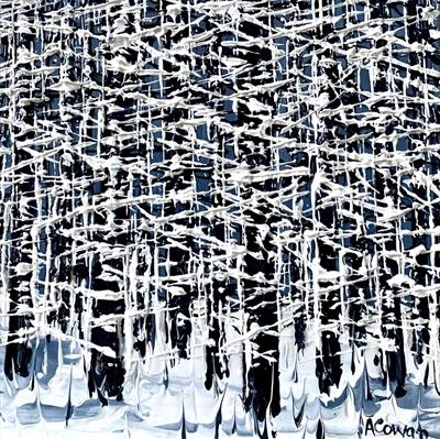 Snowy Crisscross by Alison Cowan, Painting, Acrylic on canvas