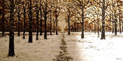 Snowy Sepia Landscape by Alison Cowan, Painting, Acrylic on canvas