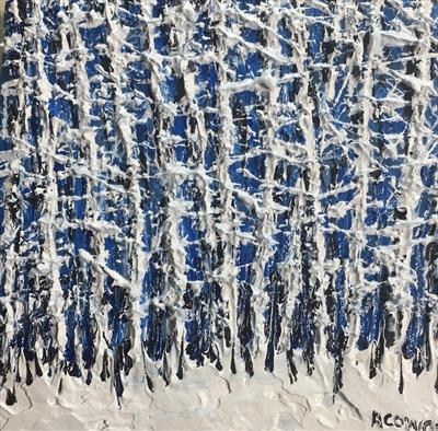 Snowy Silver Birch by Alison Cowan, Painting, Acrylic on canvas