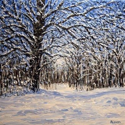 Snowy Trees by Alison Cowan, Painting, Acrylic on canvas