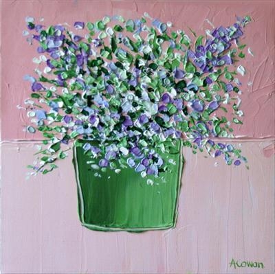 Spring Bouquet on Pink by Alison Cowan, Painting, Acrylic on canvas