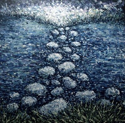 Stepping Stones by Alison Cowan, Painting, Acrylic on canvas