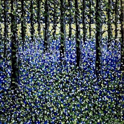 Sunshine and Bluebells by Alison Cowan, Painting, Acrylic on canvas