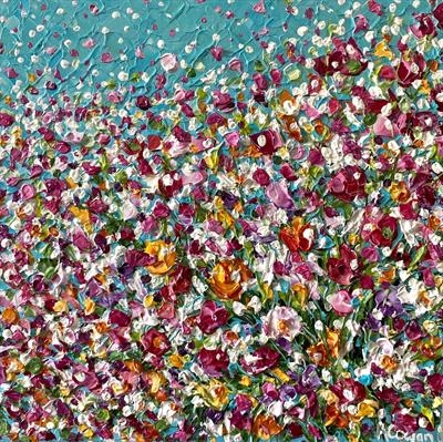 Textured Wild Flowers by Alison Cowan, Painting, Acrylic on canvas