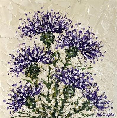 Thistle Cluster by Alison Cowan, Painting, Acrylic on canvas