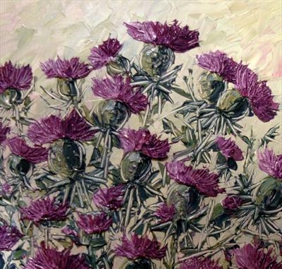 Thistle Field by Alison Cowan, Painting, Acrylic on canvas