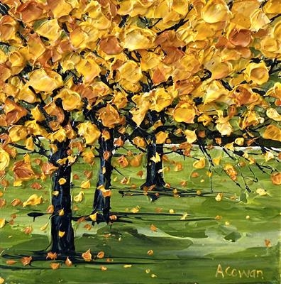 Three Mellow Trees by Alison Cowan, Painting, Acrylic on canvas