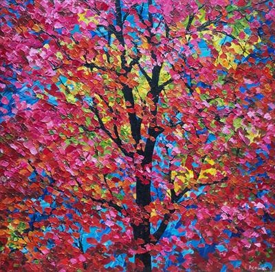 Tree Lights 2. by Alison Cowan, Painting, Acrylic on canvas