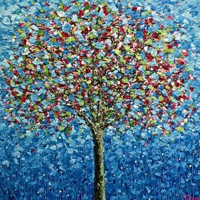 Turquoise Tree by Alison Cowan, Painting, Acrylic on canvas