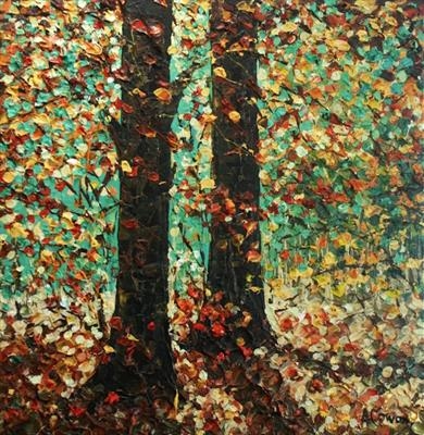 Twin Trees by Alison Cowan, Painting, Acrylic on canvas