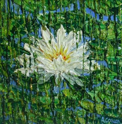 Water Lily by Alison Cowan, Painting, Acrylic and Ink on canvas