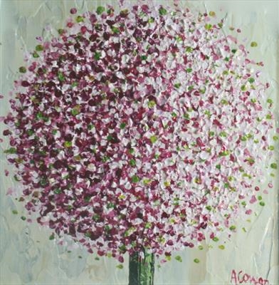 Wee Pink Pom Pom by Alison Cowan, Painting, Acrylic on canvas