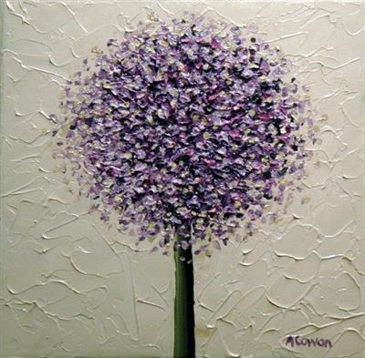 Wee Purple Pom Pom by Alison Cowan, Painting, Acrylic on canvas