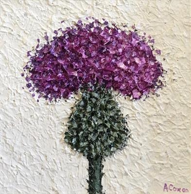 Wee Textured Thistle by Alison Cowan, Painting, Acrylic on canvas