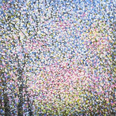 White Blossom Shower by Alison Cowan, Painting, Acrylic on canvas