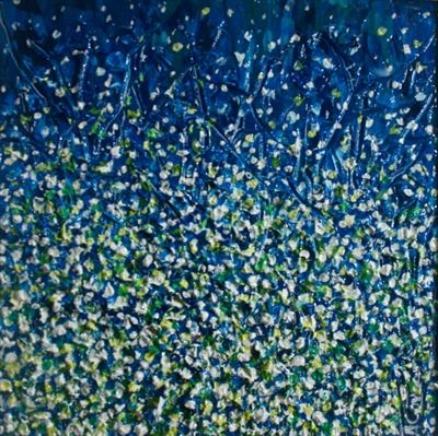 White Haze on Blue by Alison Cowan, Painting, Acrylic on canvas