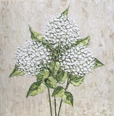 White Hydrangeas by Alison Cowan, Painting, Acrylic on canvas