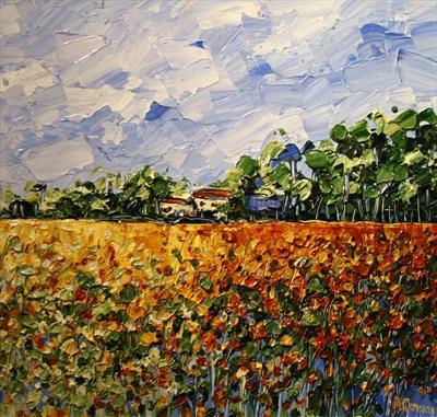 Wild Flower Field by Alison Cowan, Painting, Acrylic on canvas