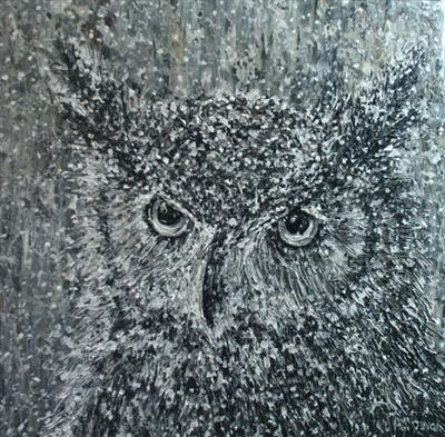 Wise Owl by Alison Cowan, Painting, Acrylic on canvas