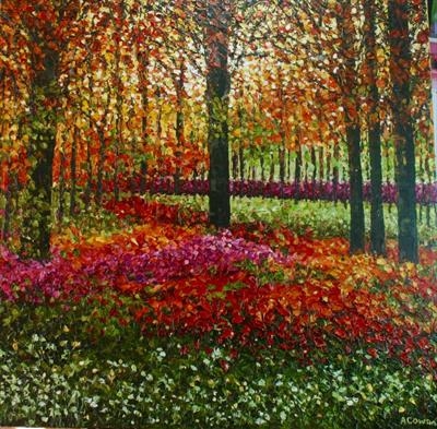 Woodland Garden by Alison Cowan, Painting, Acrylic on canvas