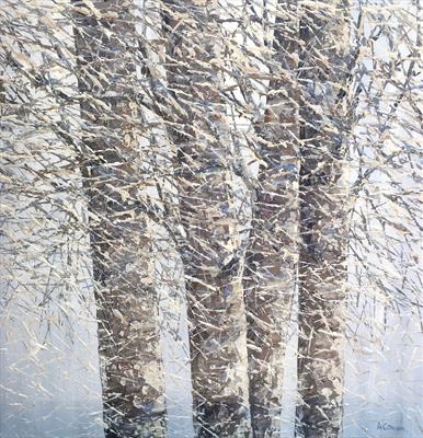 Woven Birch Branches by Alison Cowan, Painting, Acrylic on canvas