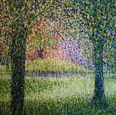 Woven Grove by Alison Cowan, Painting, Acrylic on canvas