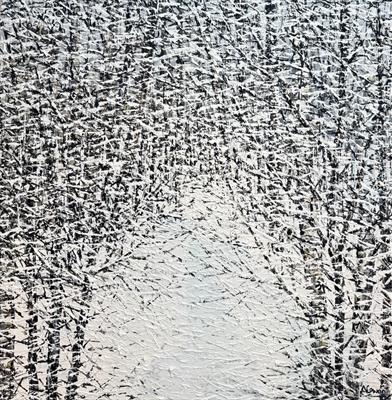 Woven Snowy Branches by Alison Cowan, Painting, Acrylic on canvas